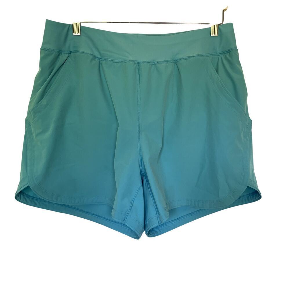Lands' End blue summer shorts lightweight workout athleisure pockets women's 16W